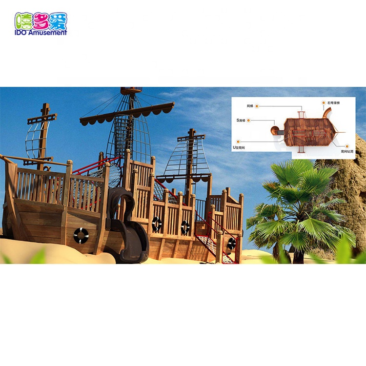 Good Quality Playgrounds For Indoor And Outdoor -
 Outdoor Wooden Pirate Ship Kids Playground – IDO Amusement